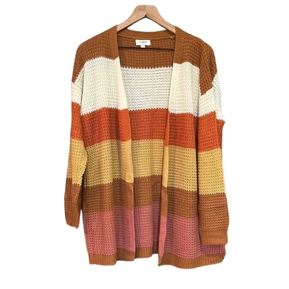 Umgee Knit Open Front Stripe Colorblock Sweater C… - image 3